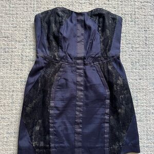 Elegant Black and Navy Strapless Dress